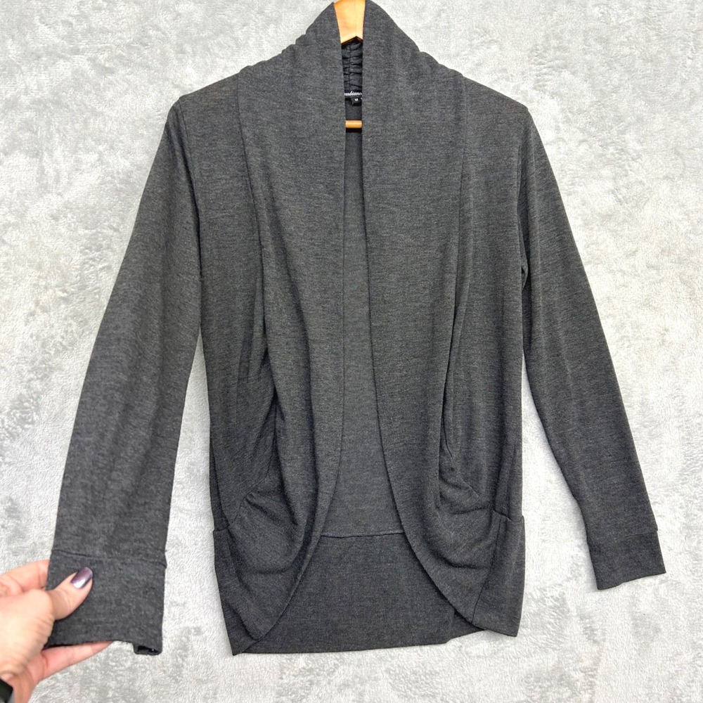 Ambiance Cardigan Shawl Collar Open Front Charcoal Gray Cozy Women Medium
